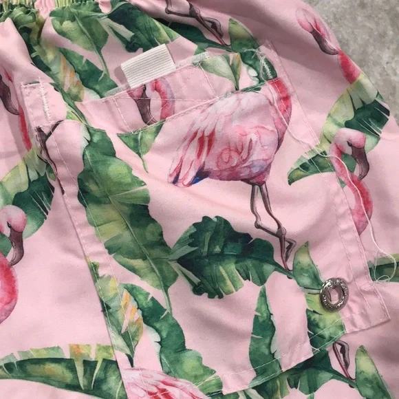 azul Siete Swim Trunks Mens Small Pink Flamingo Beach Coastal - Picture 6 of 12